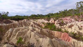 Pink Cliffs Geological Reserve mining activity in the late 19th century the dramatic, colourful cliffs, Heathcote, Victoria, Australia. video