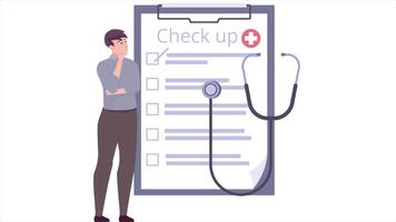 Male Patient Checking His Check Up Results from Paper 2D Cartoon Animation video