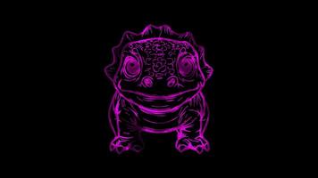 Neon frame effect, various dinosaurs on black background video