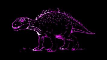 Neon frame effect, various dinosaurs on black background video