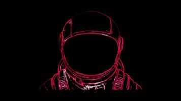 Neon frame effect, Astronaut space-themed mask with stars on black background video