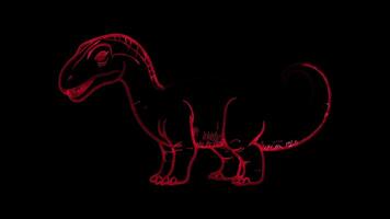 Neon frame effect, various dinosaurs on black background video