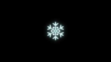 Neon sign in snowflake shape motion graphic with alpha channel. Colored snowflake neon light turn on and turn off isolated icon animated on transparent background. video
