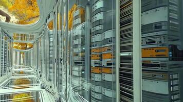 High-Tech Server Room with Nature Integration video