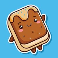 Cartoon Sticker of a Delightful Ice Cream Sandwich with a Wink vector
