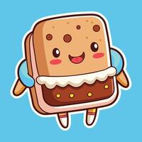 Cartoon Ice Cream Sandwich with a Wink in a Sticker vector