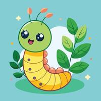 Cartoon Caterpillar Frolicking with Miniature Letter vector