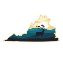 Shenandoah National Park silhouette with deer perfect for print, apparel, etc vector