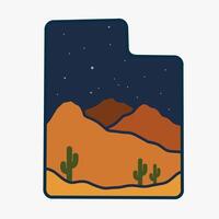 Utah Desert Night Scenery is perfect for Print, Apparel, Stickers, etc vector