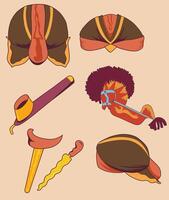 A set of different objects that are used to make hats vector