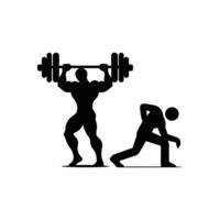 Strong vs Weak Silhouette Comparison of Muscular and Thin Figures Ideal for Fitness and Health Concepts vector