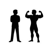 Weak vs Strong Silhouette Design for Fitness Health and Muscle Building Themed Visuals and Illustrations vector