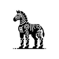 High Quality Art of a Robotic Zebra with Futuristic and Cyberpunk Style Elements vector