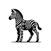 Detailed Cyberpunk Robot Zebra Illustration with Unique Mechanical Design vector