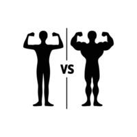Strength Comparison Illustration with Muscular and Slim Figures Perfect for Gym and Bodybuilding Graphics vector