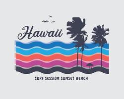 Hawaii Beach illustration and typography, perfect for t-shirts, hoodies, prints etc vector