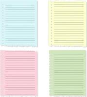 Set of Torn Colorful Loose Leaf Notebook Paper Sheets Illustration vector