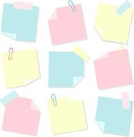Set of Note Paper Sheet with Folded Edges Illustration vector