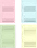 Set of Colorful Loose Leaf Notebook Paper Sheets Illustration vector