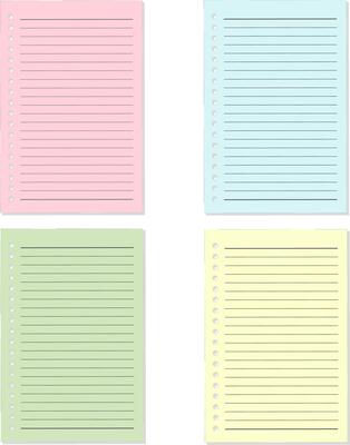 Set of Colorful Loose Leaf Notebook Paper Sheets Illustration