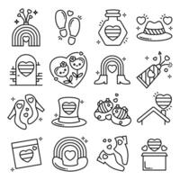 bundle of LGBT set icons on white background vector