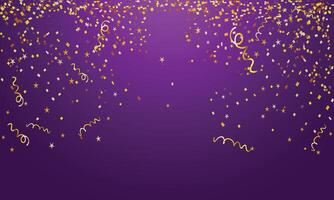 realistic golden confetti background Luxury background with confetti falling down vector