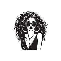 Graceful Girl Face Clipart Design in Simple Lines vector