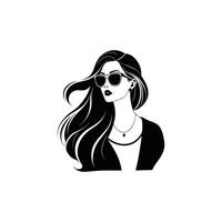 Minimalist Woman Portrait Illustration in Monochrome vector