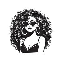 Elegant Beautiful Woman Face in Simple Lines vector