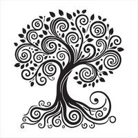 Celtic Tree of Life Silhouette with Roots and Branches vector