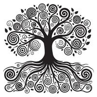 Celtic Tree Life Silhouette with Roots vector
