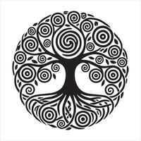 Celtic Tree of Life with Spiral Elements vector