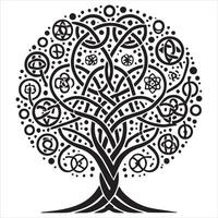 Celtic Tree of Life with Spirals and Knots vector