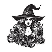Witch Silhouette in Spellbinding Pose vector
