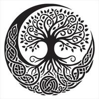 Celtic Tree of Life with Roots and Branches vector