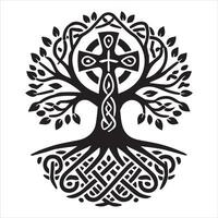 Celtic Tree of Life with Knot and Spiral Clipart vector