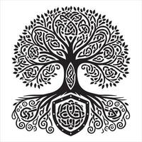 Celtic Tree of Life with Circular Knotwork vector