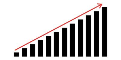 growth graph with arrows, progress bar symbol graph, growth graph icon. illustration. vector