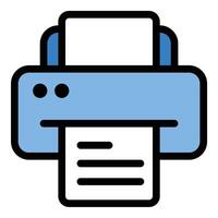 Printer Icon Document Output in Flat Line Color Style vector