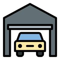 Garage Icon Vehicle Storage in Flat Line Color Style vector