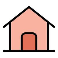 House Icon Cozy Home Design in Flat Line Color Style vector