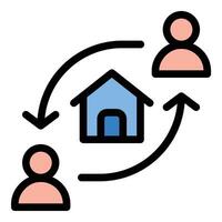 House Rent Icon Leasing Agreement in Flat Line Color Style vector