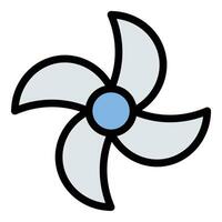 Fan Icon Cooling System in Flat Line Color Style vector