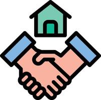 House Contract Icon Real Estate Agreement in Flat Line Color Style vector