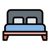 Bed Icon Comfort and Rest in Flat Line Color Style vector