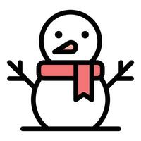 Snowman Icon Winter Cheer in Flat Lineal Color Style vector