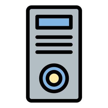 UPC torre icono informática poder en plano línea color estilo vector