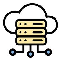 Cloud Computing Icon Digital Storage in Flat Line Color Style vector