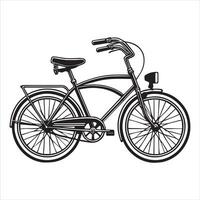 Simple Bicycle Clipart - Black and White Silhouette Illustration Design vector