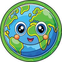 Cartoon earth with eyes and smile vector
